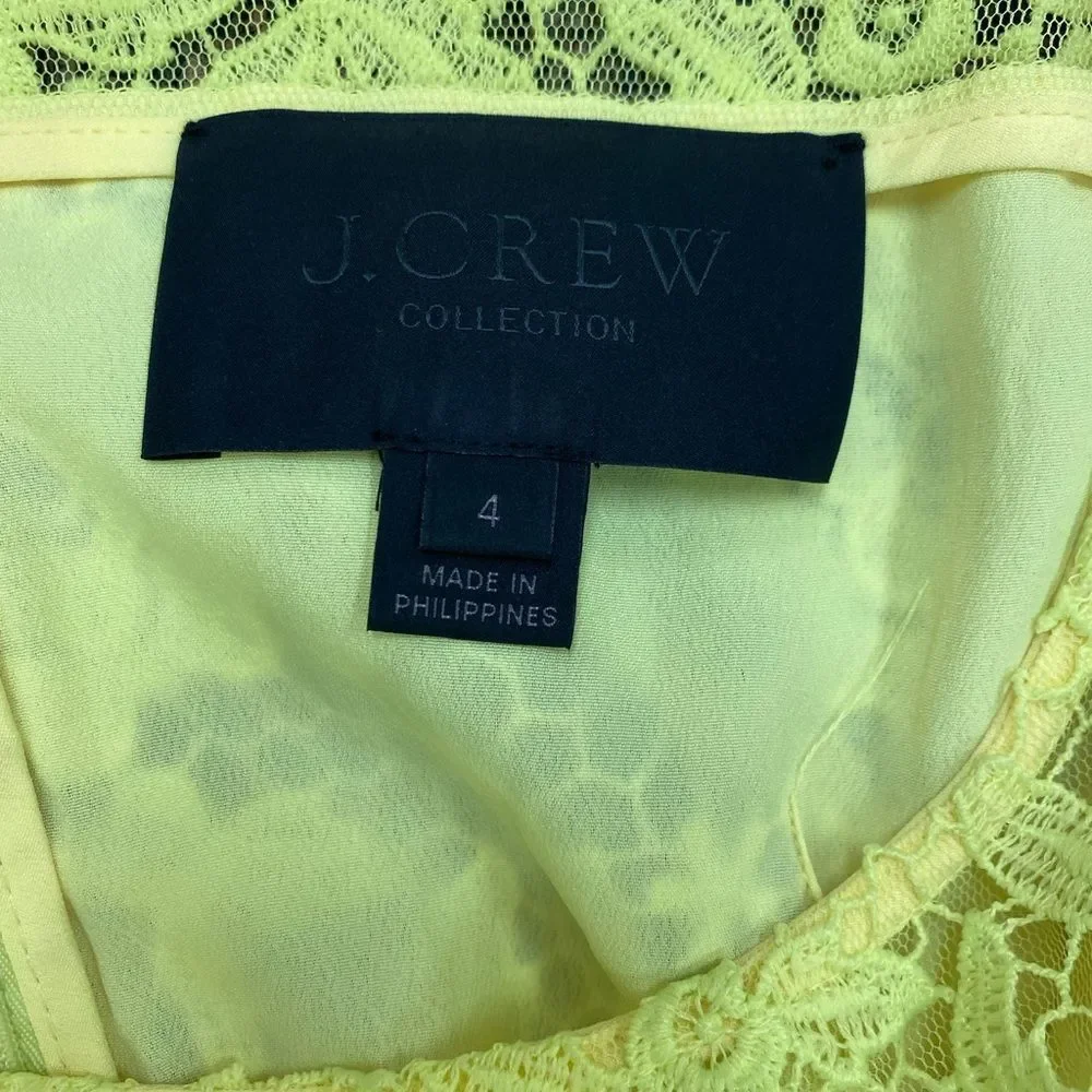 J Crew Collection Neon Green Lace Sleeveless Mini Sheath Dress - Picture 6 of 9